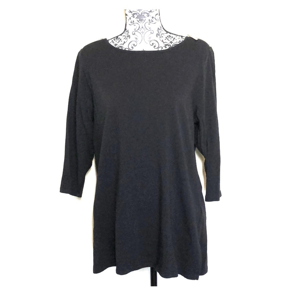 Michael Kors 3/4 sleeve black top w silver zipper